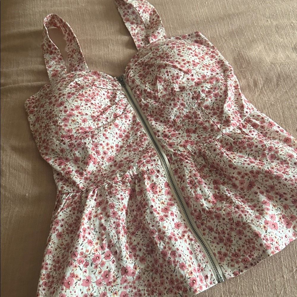 Active USA Pink and White Smocked Top